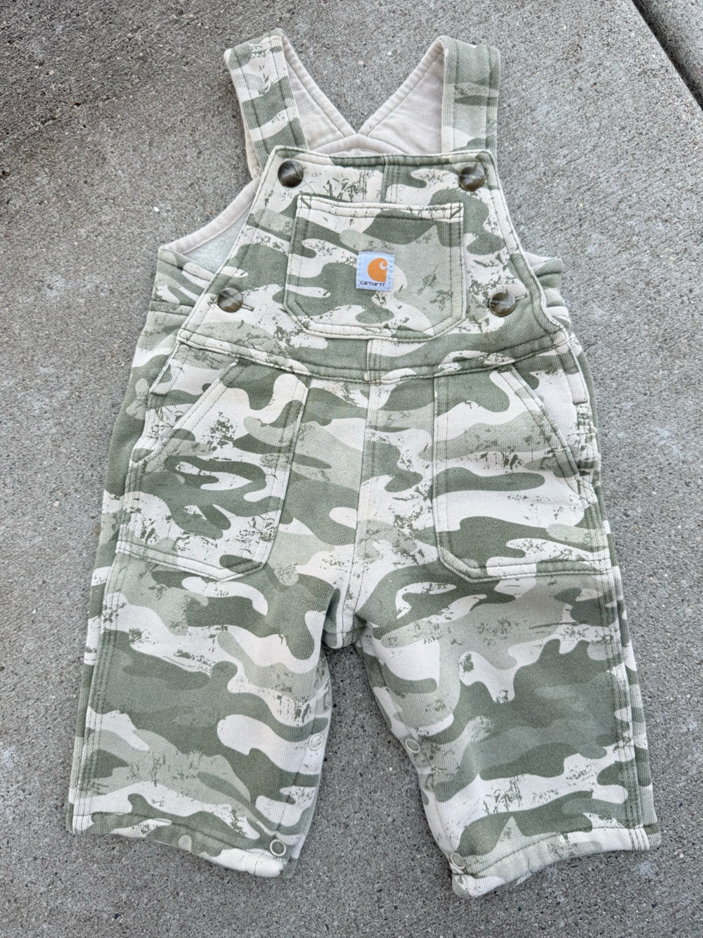 Carhartt Boys Green Camo Cotton Blend Overalls size 6M